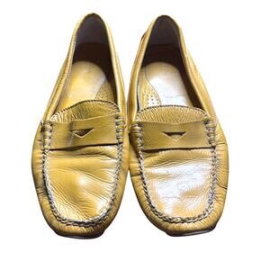 LL Bean Mountainville Men's Yellow Leather Slip-On Penny Loafer Shoes Size 9.5 M